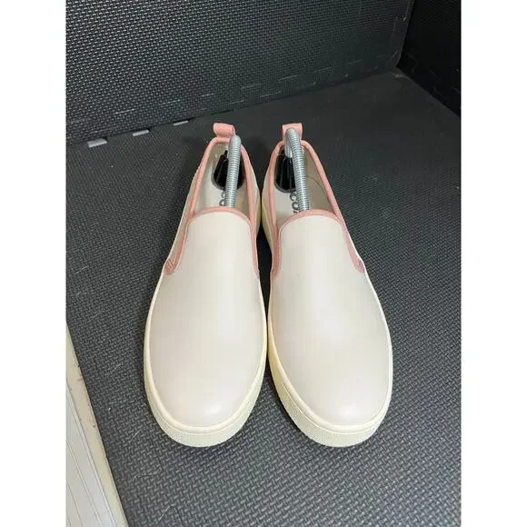 COACH Women's Slip On Sneaker Loafer White Pink Petal Trim Size 10 Leather - Picture 2 of 8